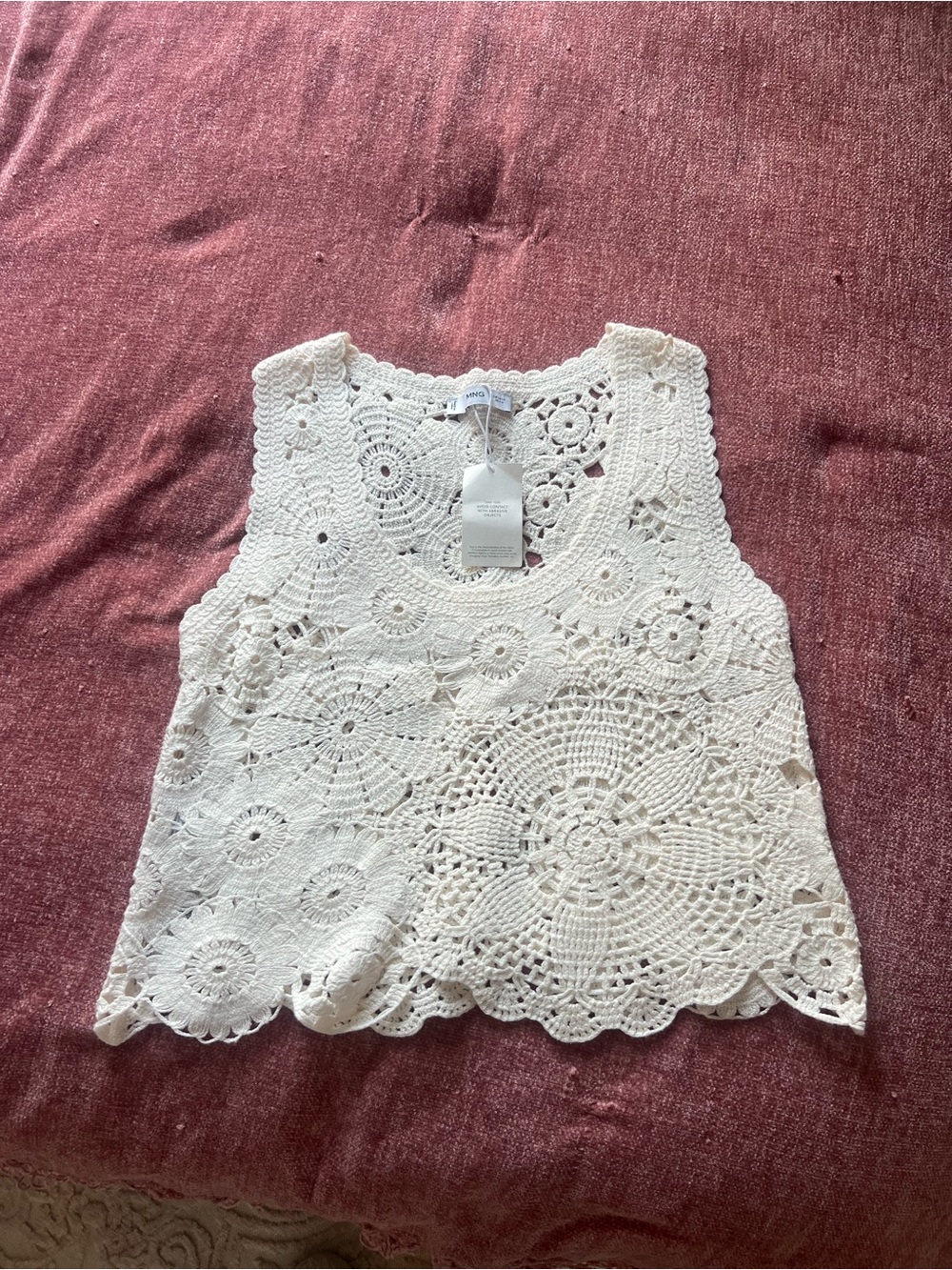 Mango Crochet Lace Sleeveless Top